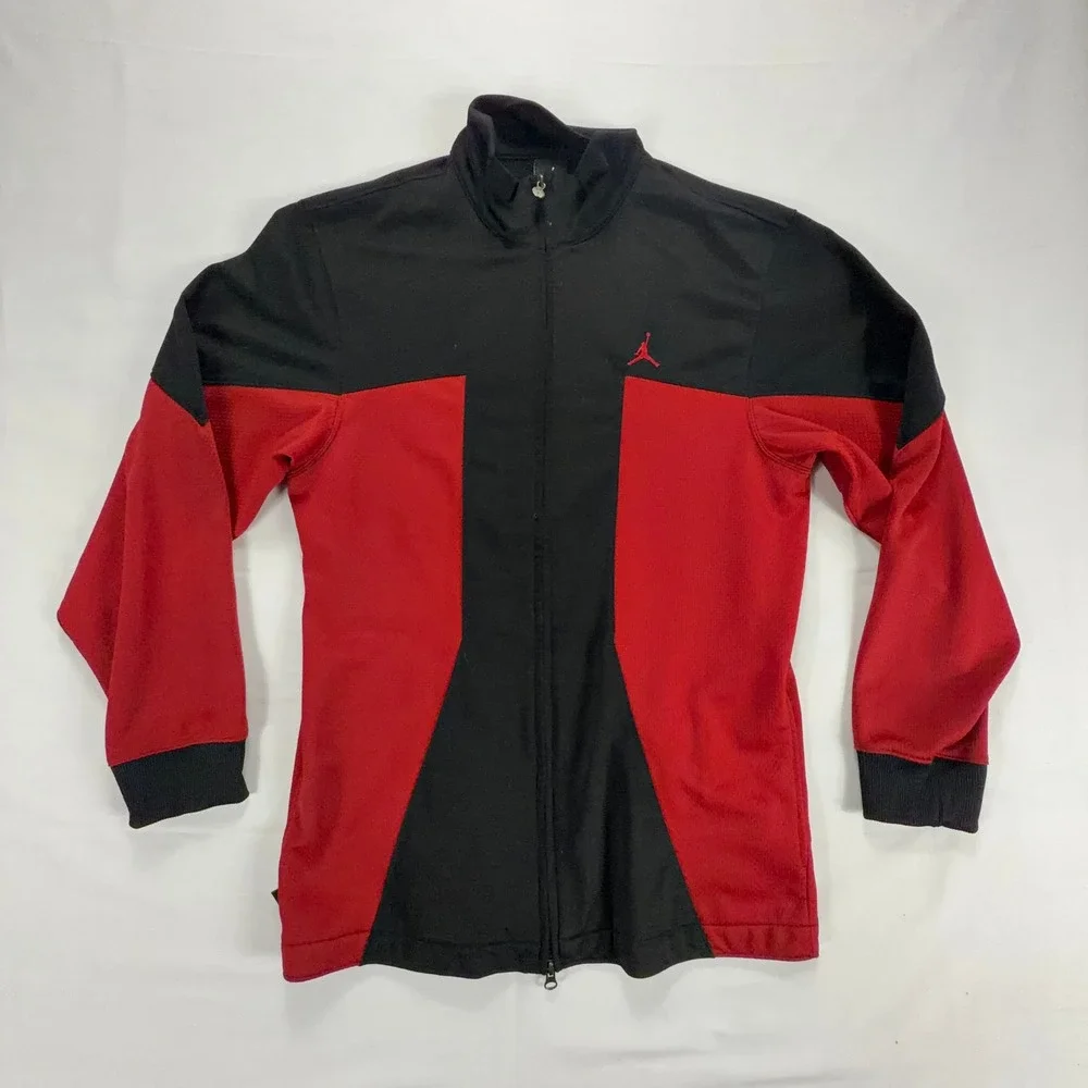 VTG Jordan Womens Track Jacket Full Zip Black‎ Red Colorblock Athletic Jacket M
